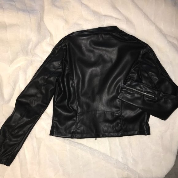 Faux Black Leather Jacket - Picture 2 of 3